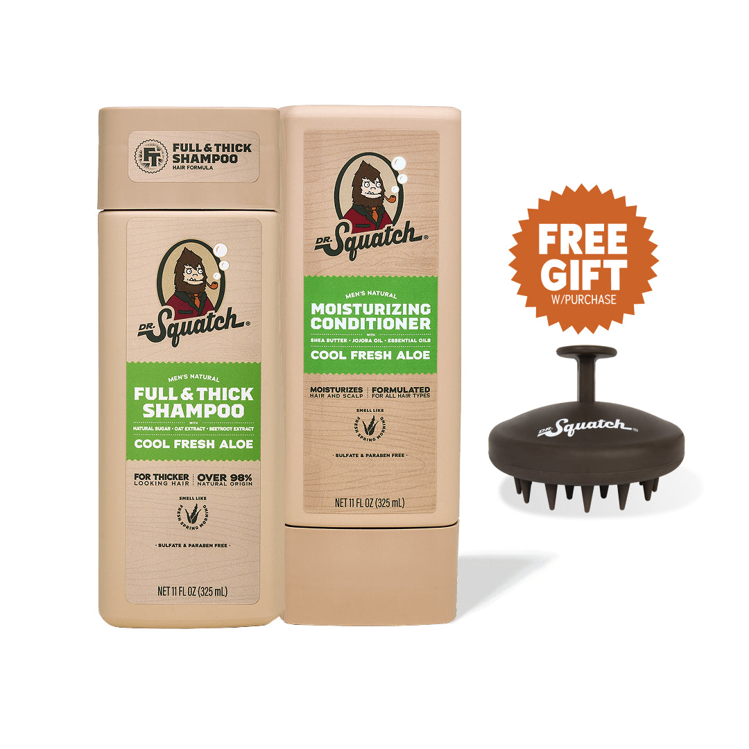 Hair Care Kit + Free Scalp Scrubber | Full & Thick Shampoo | Moisturizing Conditioner | Natural Products for Men K4