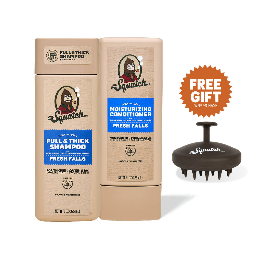 Hair Care Kit + Free Scalp Scrubber | Full & Thick Shampoo | Moisturizing Conditioner | Natural Products for Men K4