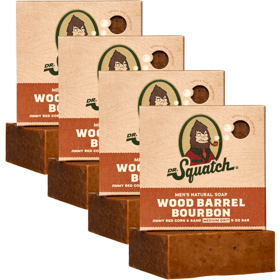 4-Pack Wood Barrel Bourbon Natural Bar Soap O0